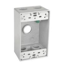 Sealproof 1-Gang 5 1/2" Hole Weatherproof Rectangular Horizontal Electrical Outlet Box with 5 Outlet Holes, Five 1/2-Inch Holes, Single Gang, UL Listed - Image 1