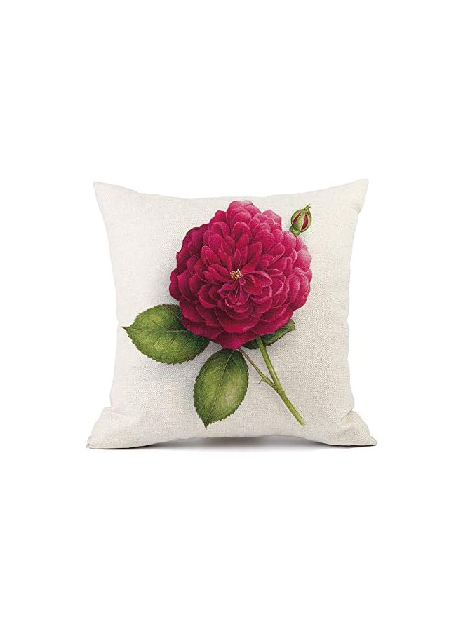 The Bros 4 Pack Throw Pillow Covers 45x45cm Cotton Linen Floral Decorative Cushion Flower Pillow Cases for Couch Sofa Chair Bedroom Home Decor Assorted Color - Image 3