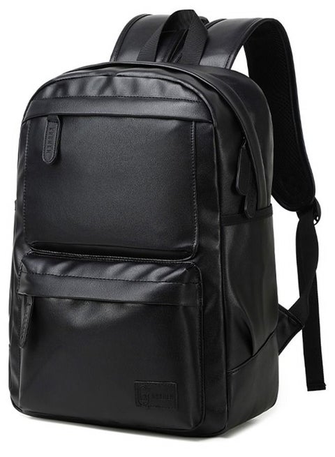 112-RL-1811 شنطة ظهر كاجوال باك باك جلد للجنسين 15.6-انش ذات جودة عالية من رحالة, اسود
