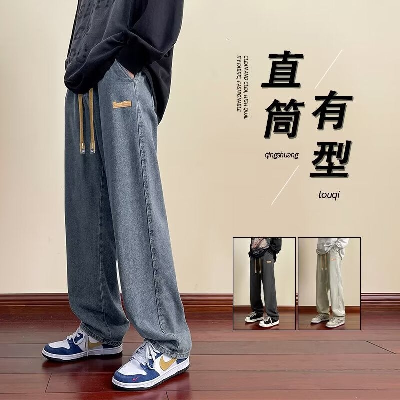 Teenager Jeans Men'S High School Students Straight Pants Men'S Big Children'S Fashionable Casual Pants - Image 3