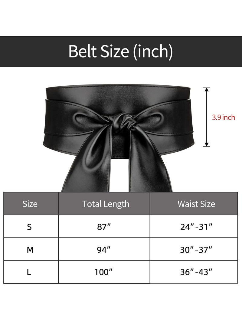 أوزيغالور حزامات جلد واسعة للنساء الأزياء السوداء لللفائف على الفستان حزام الأوبي - Image 2