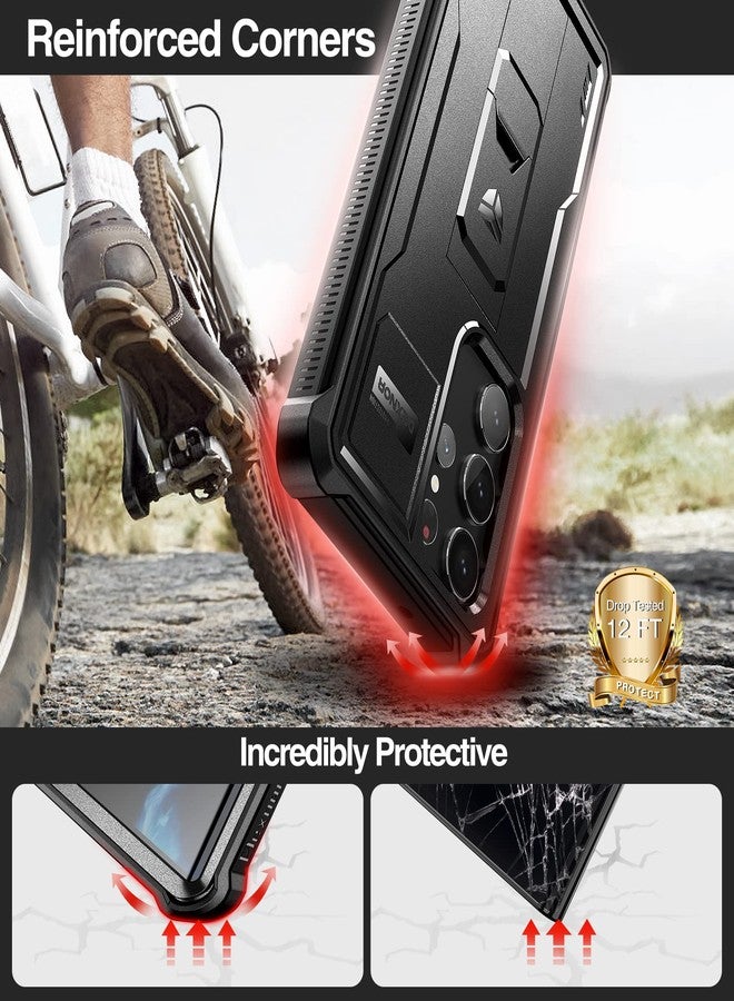 ديكسنور جراب Dexnor متوافق مع هاتف Samsung Galaxy S23 Ultra، بإطار أمامي مزدوج وحامل، وتقنية امتصاص الصدمات لحماية من السقوط، جراب هاتف محمول متين، جراب واقٍ مقاوم للصدمات - أسود - Image 3