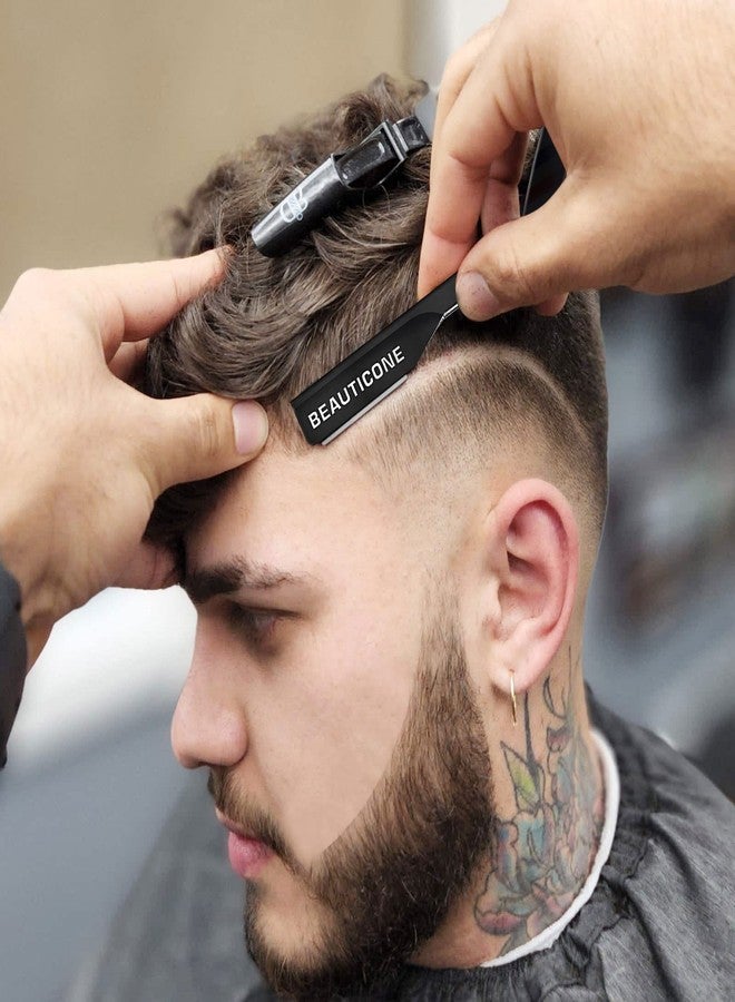 BEAUTICONE Straight Razor for Men, Professional Barber Razor with 100 Single Edge Blades (Black Slide Out) - Image 5