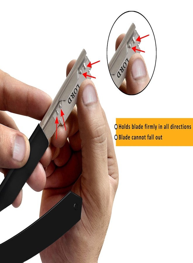 BEAUTICONE Straight Razor for Men, Professional Barber Razor with 100 Single Edge Blades (Black Slide Out) - Image 3