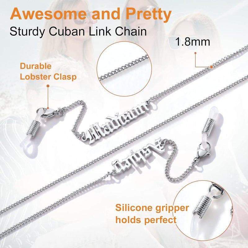 ChainsPro Glasses Chain, Eyeglass Strap For Women Sunglasses - Gold Plated/Stainless Steel/Black Eyeglasses Chain - Image 3