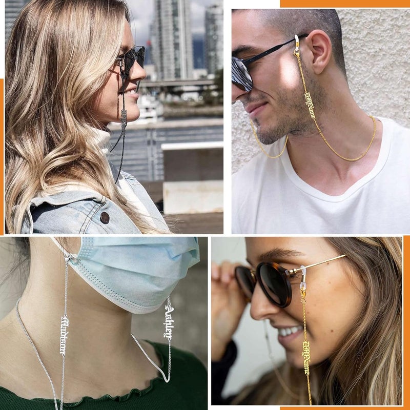 ChainsPro Glasses Chain, Eyeglass Strap For Women Sunglasses - Gold Plated/Stainless Steel/Black Eyeglasses Chain - Image 2