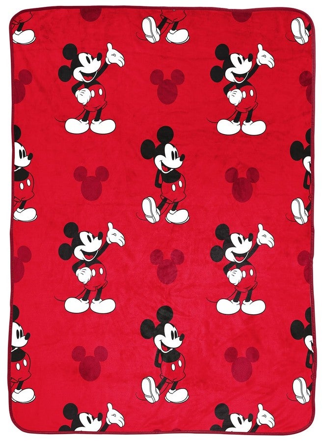 Jay Franco Disney Mickey Mouse Plush Throw Blanket - Measures 50 x 60 Inches - Kids Super Soft Red Fleece Bedding - Image 1
