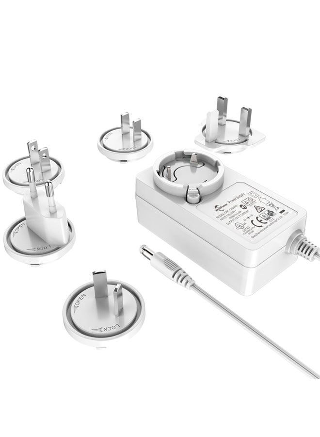 24V1A Power Adapter 3C/UL/FCC/CE/KC/PSE Certified 24W Replaceable Head Custom Power Supply-Color:White-Specifications:24V1A British Rules