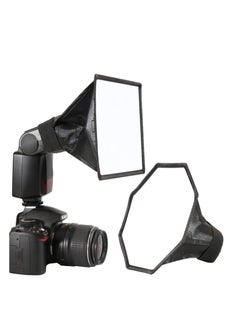 2 Pack Flash Diffuser Softbox Set Collapsible with Storage Pouch 8" Octagon and 8"x6" Rectangle Softboxes for Canon Nikon