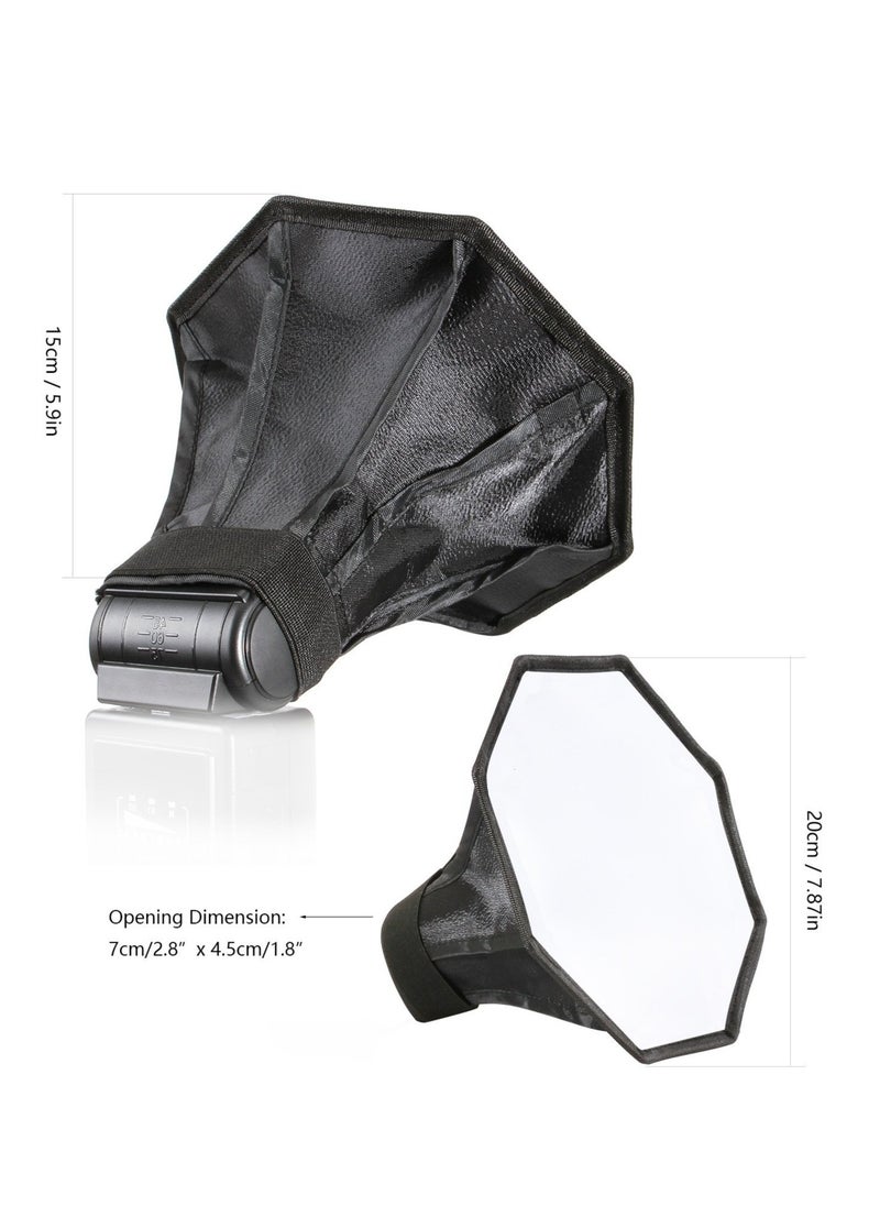 Excefore - 2 Pack Flash Diffuser Softbox Set Collapsible with Storage Pouch 8" Octagon and 8"x6" Rectangle Softboxes for Canon Nikon - Image 1