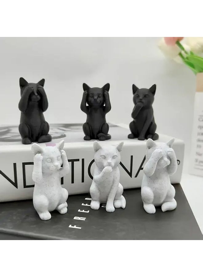 Do Not Listen Mini Kitten Cat Statue Desk Decor Cute Realistic Resin Sculpture - Image 1