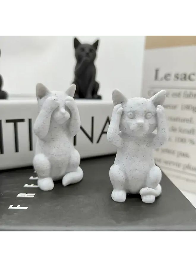 Do Not Listen Mini Kitten Cat Statue Desk Decor Cute Realistic Resin Sculpture - Image 4