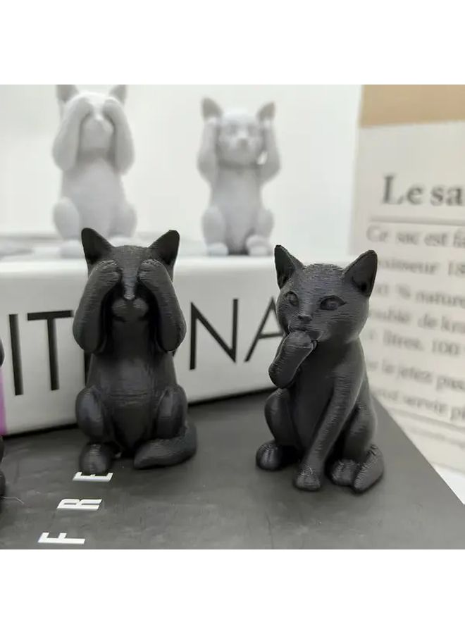 Do Not Listen Mini Kitten Cat Statue Desk Decor Cute Realistic Resin Sculpture - Image 2