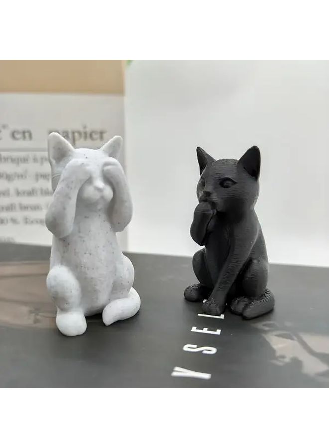 Do Not Listen Mini Kitten Cat Statue Desk Decor Cute Realistic Resin Sculpture - Image 5