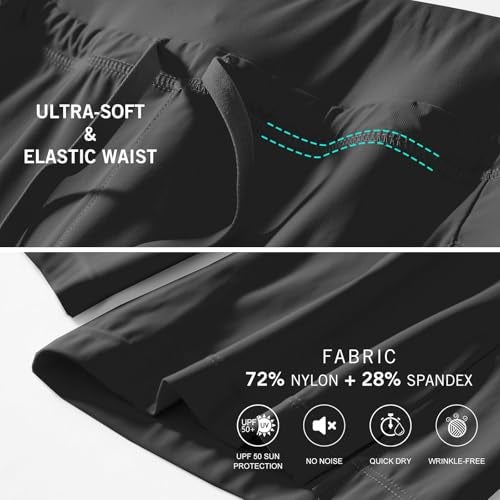 baleaf Women's Hiking Long Shorts 9" Quick Dry Hiking Bermuda Cargo for Curvy Lightweight Knee Length Shorts Pockets Black Size L - Image 4