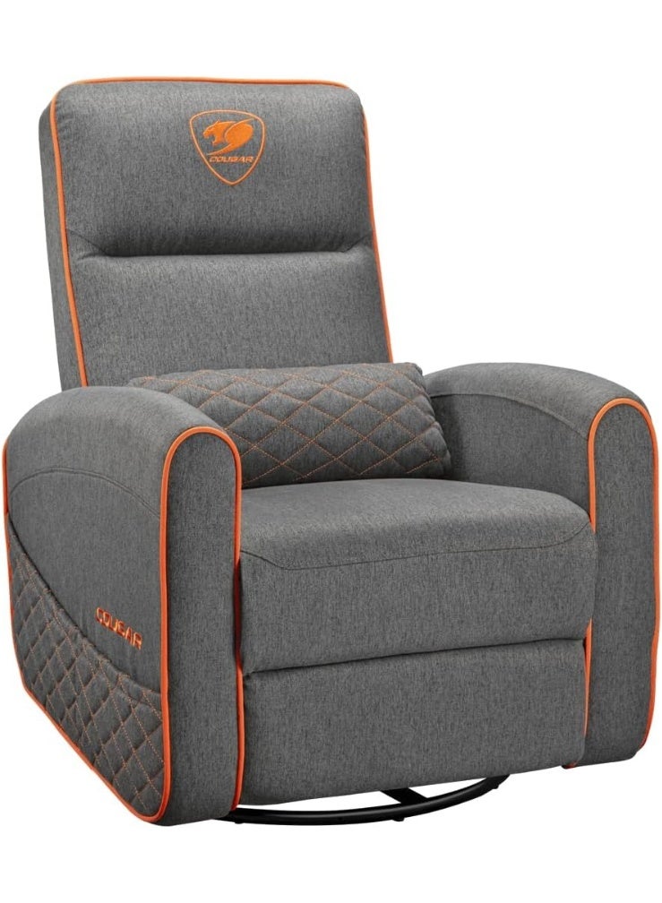 Cougar FIDOM Gaming Chair, Breathable Linen Upholstery, Recline 95°–160°, Rocking & Swivel, Fold-Out Footrest, Lumbar Pillow, Side Pocket, 150kg Load Capacity, Comfort Lounge/PC/Console Chair, Gray | CGR-FDF-GRO - Image 1