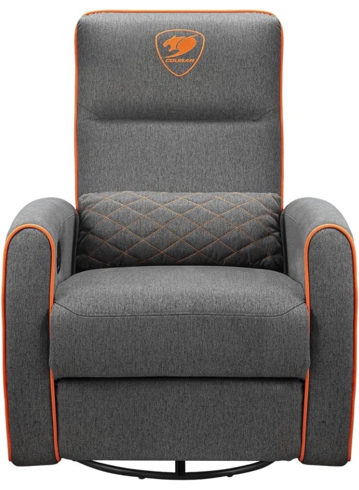 Cougar FIDOM Gaming Chair, Breathable Linen Upholstery, Recline 95°–160°, Rocking & Swivel, Fold-Out Footrest, Lumbar Pillow, Side Pocket, 150kg Load Capacity, Comfort Lounge/PC/Console Chair, Gray | CGR-FDF-GRO - Image 2