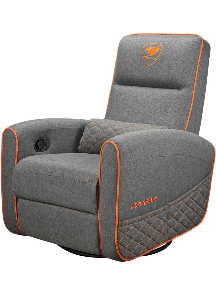 Cougar FIDOM Gaming Chair, Breathable Linen Upholstery, Recline 95°–160°, Rocking & Swivel, Fold-Out Footrest, Lumbar Pillow, Side Pocket, 150kg Load Capacity, Comfort Lounge/PC/Console Chair, Gray | CGR-FDF-GRO - Image 5