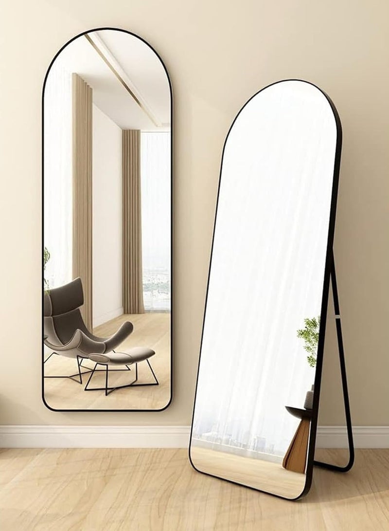 ديكور هيلز مرآة كبيرة قائمة بذاتها، مصنوعة من سبائك الألومنيوم، بطول كامل (سم - 42 سم)، ومعلقة على الحائط، ومثبتة بحامل، مناسبة لغرفة النوم أو غرفة تبديل الملابس (فضية، 59.84 بوصة - 16.54 بوصة) - Image 1