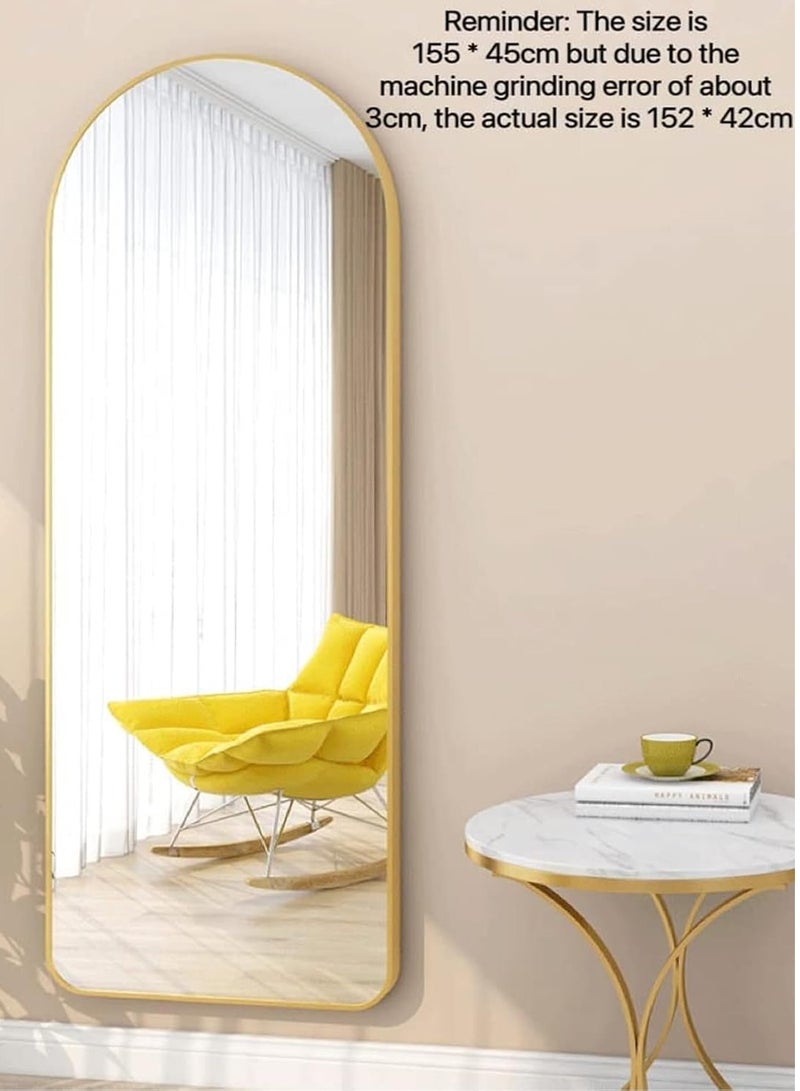 ديكور هيلز مرآة كبيرة قائمة بذاتها، مصنوعة من سبائك الألومنيوم، بطول كامل (سم - 42 سم)، ومعلقة على الحائط، ومثبتة بحامل، مناسبة لغرفة النوم أو غرفة تبديل الملابس (فضية، 59.84 بوصة - 16.54 بوصة) - Image 3