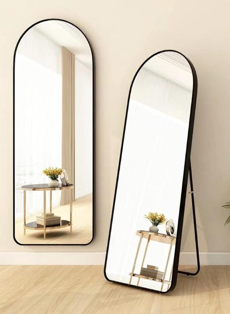 ديكور هيلز مرآة كبيرة قائمة بذاتها، مصنوعة من سبائك الألومنيوم، بطول كامل (سم - 42 سم)، ومعلقة على الحائط، ومثبتة بحامل، مناسبة لغرفة النوم أو غرفة تبديل الملابس (فضية، 59.84 بوصة - 16.54 بوصة) - Image 4