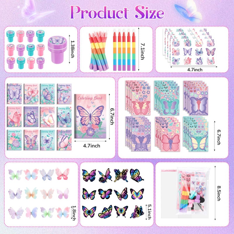 BenLouis 192Pcs Butterfly Party Favors Butterfly Fairy Coloring Books Crayon Stickers Set Bulk for Kids Butterfly Birthday Decor Spring Flower Tea Goodie Bag Stuffers Classroom Gifts Pinata Filler - Image 3