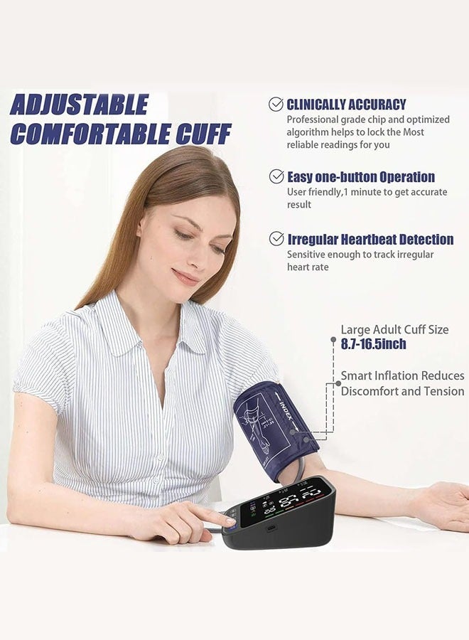 Hihonor Blood Pressure Monitor, LED Color Backlit Screen Automatic Digital Blood Pressure Monitor, Irregular Heartbeat Detection, 2 x 120 Sets Memory BP Monitor for Home Usemory BP Monitor for Home Use - Image 3