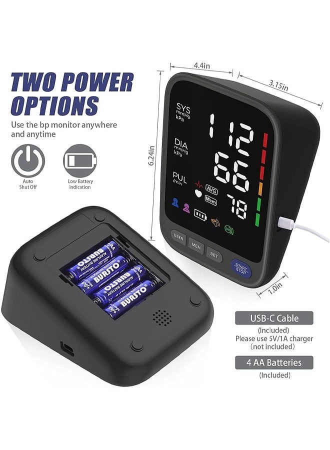 Hihonor Blood Pressure Monitor, LED Color Backlit Screen Automatic Digital Blood Pressure Monitor, Irregular Heartbeat Detection, 2 x 120 Sets Memory BP Monitor for Home Usemory BP Monitor for Home Use - Image 5