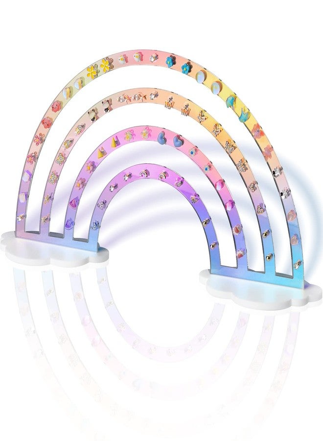 NiHome Iridescent Earrings Holder 74 Holes Display Rainbow Ear Studs Jewelry Show Rack Stand Organizer for Girl Women - Clear Acrylic Plastic - Image 1