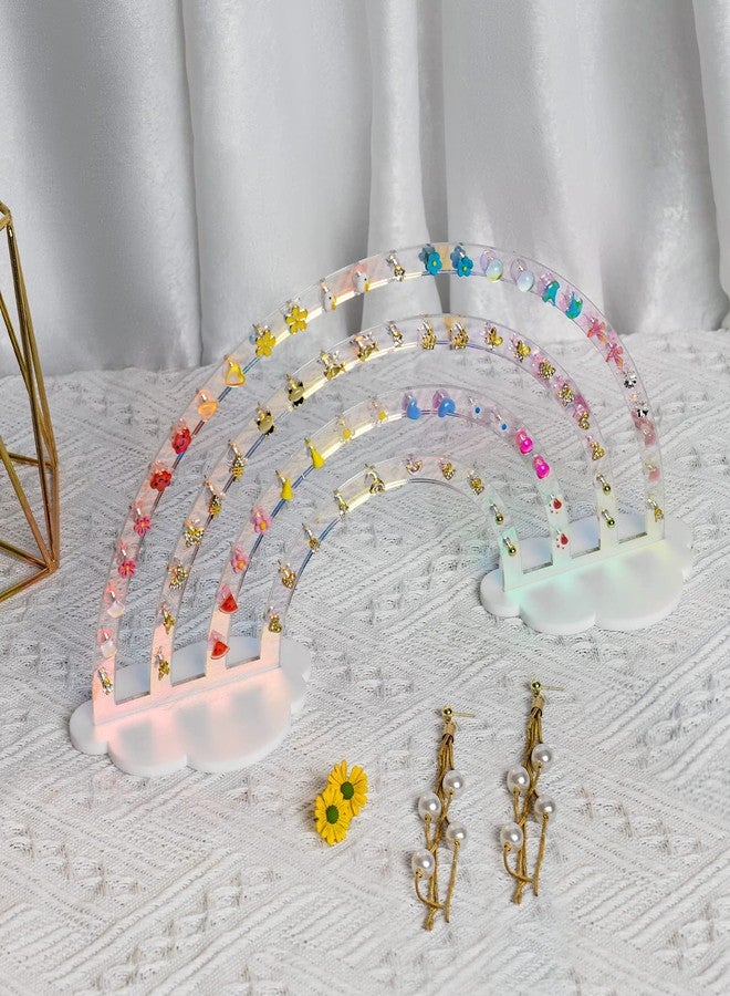NiHome Iridescent Earrings Holder 74 Holes Display Rainbow Ear Studs Jewelry Show Rack Stand Organizer for Girl Women - Clear Acrylic Plastic - Image 3