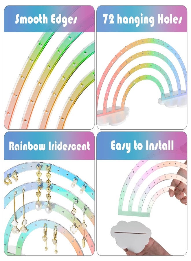 NiHome Iridescent Earrings Holder 74 Holes Display Rainbow Ear Studs Jewelry Show Rack Stand Organizer for Girl Women - Clear Acrylic Plastic - Image 4