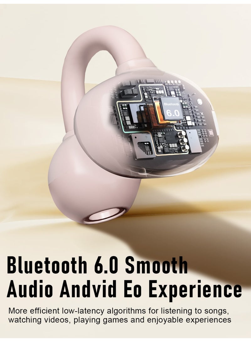 ZIPFORCE Open Ear Ring True Open Ear Headphones, Lightweight Comfort Open Ear Clip Wireless Earbuds, Bluetooth 6.0 OWS Earphones Fit Sports Running, Workout Fitness,Pink - Image 4