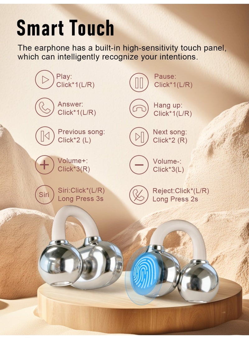 زيبفورس سماعات الأذن المفتوحة الحلقية، سماعات بلوتوث لاسلكية خفيفة الوزن ومريحة للارتداء على الأذن، سماعات OWS بلوتوث 6.0 مناسبة للرياضة والجري والتمارين، لون بيج - Image 2