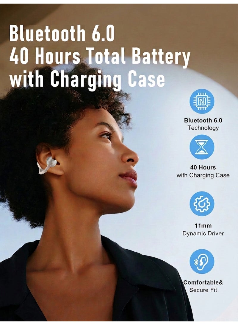 ZIPFORCE Open Ear Ring True Open Ear Headphones, Lightweight Comfort Open Ear Clip Wireless Earbuds, Bluetooth 6.0 OWS Earphones Fit Sports Running, Workout Fitness,Beige - Image 4