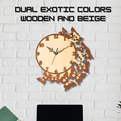 Nozvera Wall Clock for Home Stylish Analog Clock Handcrafted Antique Wooden Big Size Stylish, Living Room, Office and Hall (37X31 Centimeter)(Bg&Wd) - Image 2