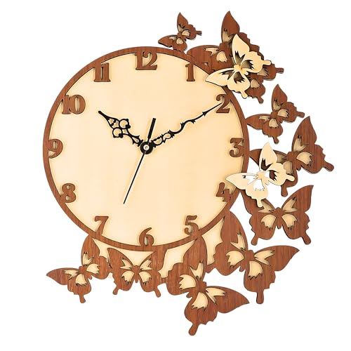 Nozvera Wall Clock for Home Stylish Analog Clock Handcrafted Antique Wooden Big Size Stylish, Living Room, Office and Hall (37X31 Centimeter)(Bg&Wd) - Image 1