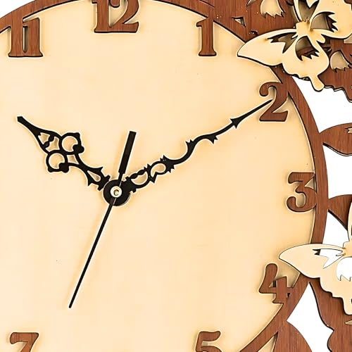Nozvera Wall Clock for Home Stylish Analog Clock Handcrafted Antique Wooden Big Size Stylish, Living Room, Office and Hall (37X31 Centimeter)(Bg&Wd) - Image 3