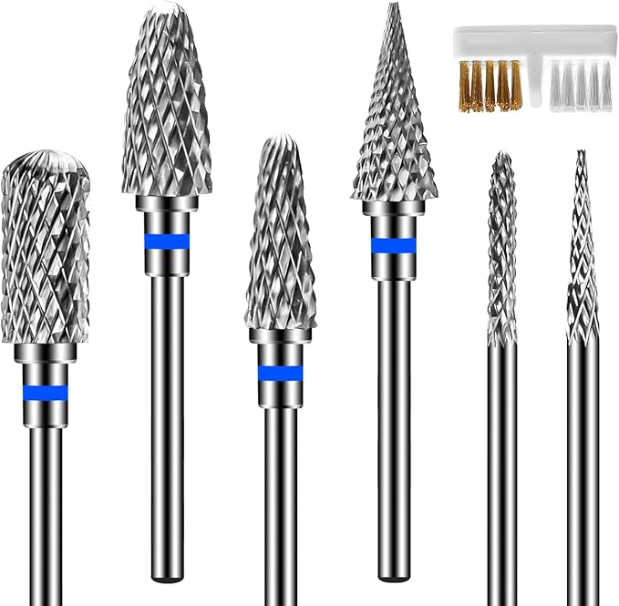 Diesisa 6PCS Nail Drill Bits 332 Inch Efile Nail Drill Bits Tungsten Steel Electric Nail File Bits Professional Cuticle Drill Bits for Acrylic and Gel Nails Medium - Image 1