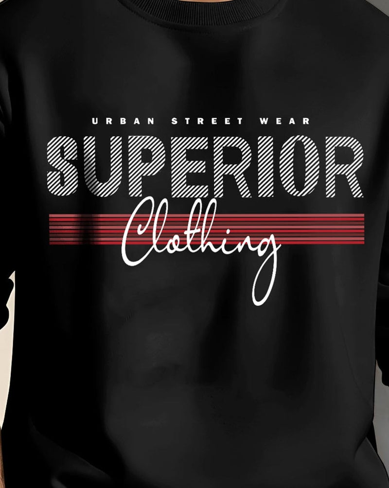 AUSK Men Sweatshirt || Oversized Loose Fit Fleece Sweatshirts for Man Black - Image 3