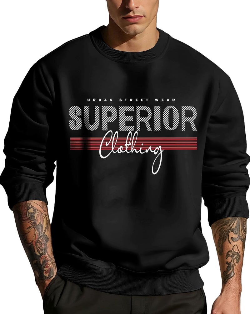 AUSK Men Sweatshirt || Oversized Loose Fit Fleece Sweatshirts for Man Black - Image 5