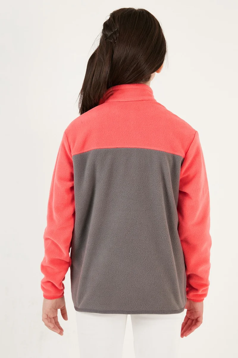ليلا Soft Textured Half Zipper Color Block Stand Collar Fleece Unisex Children's Fleece 5905004