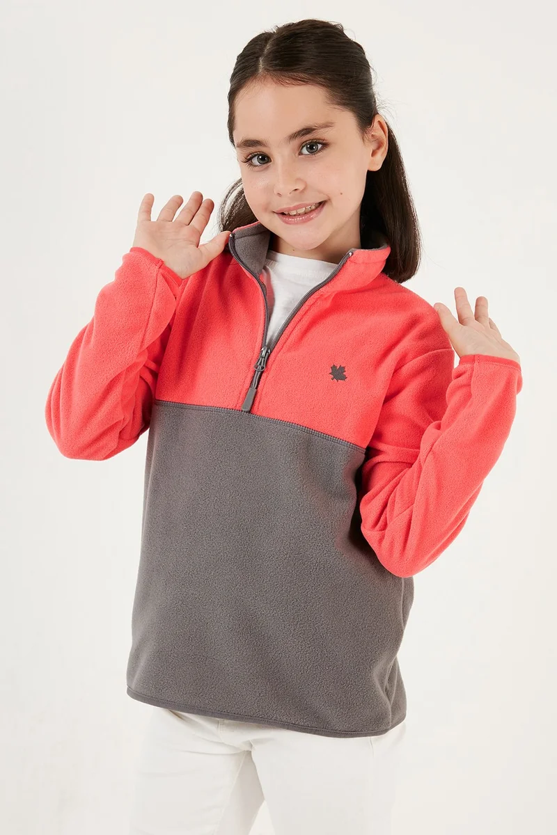 ليلا Soft Textured Half Zipper Color Block Stand Collar Fleece Unisex Children's Fleece 5905004