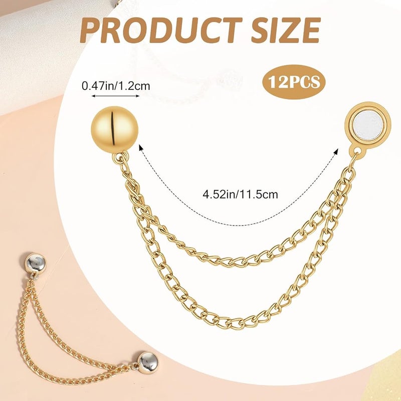 سيبا مشابك ملابس مغناطيسية متعددة الوظائف من سيببا (Sibba Multi-Function Magnetic Clothing Clips)، 12 قطعة: مشابك لأطراف الملابس، دبابيس للحجاب، مع سلسلة؛ تناسب أكمام القمصان والبنطلونات والحجابات والقبعات والأوشحة. - Image 2