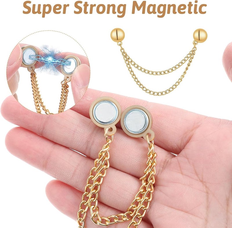 سيبا مشابك ملابس مغناطيسية متعددة الوظائف من سيببا (Sibba Multi-Function Magnetic Clothing Clips)، 12 قطعة: مشابك لأطراف الملابس، دبابيس للحجاب، مع سلسلة؛ تناسب أكمام القمصان والبنطلونات والحجابات والقبعات والأوشحة. - Image 3