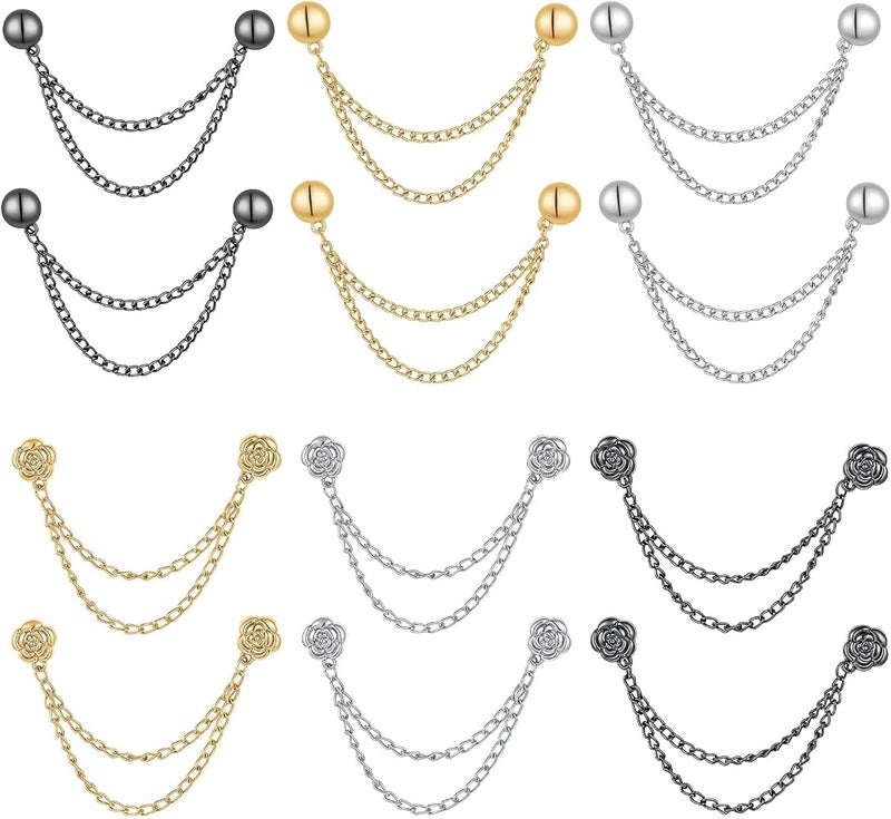 سيبا مشابك ملابس مغناطيسية متعددة الوظائف من سيببا (Sibba Multi-Function Magnetic Clothing Clips)، 12 قطعة: مشابك لأطراف الملابس، دبابيس للحجاب، مع سلسلة؛ تناسب أكمام القمصان والبنطلونات والحجابات والقبعات والأوشحة. - Image 1