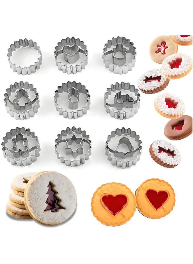9 Piece Christmas Cookie Cutter Machine With Snowman Tree Shapes Food Safe - Image 1