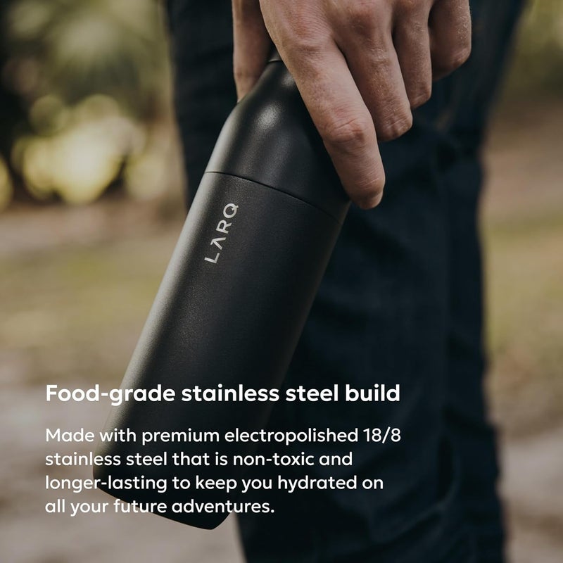 LARQ Bottle Twist Top 740 ml - Insulated Stainless Steel Drinking Bottle | Thermos Flask, BPA-Free | Reusable Water Bottle for Camping, Office and Travel | Keeps Drinks Cold and Hot, Obsidian Black - Image 2