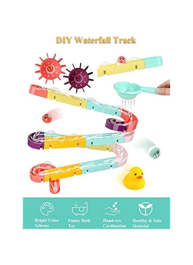 Generic - Bath Toy Bathtub Waterfall Track Stick to Wall Kids DIY Water Slide Waterfall Piple Tub Take Apart Bathtub Toy Set with Ball Capsule Duckling Spinning Wheel (44PCS) - Image 1
