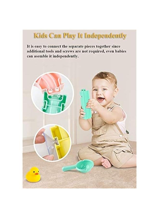 Generic - Bath Toy Bathtub Waterfall Track Stick to Wall Kids DIY Water Slide Waterfall Piple Tub Take Apart Bathtub Toy Set with Ball Capsule Duckling Spinning Wheel (44PCS) - Image 1
