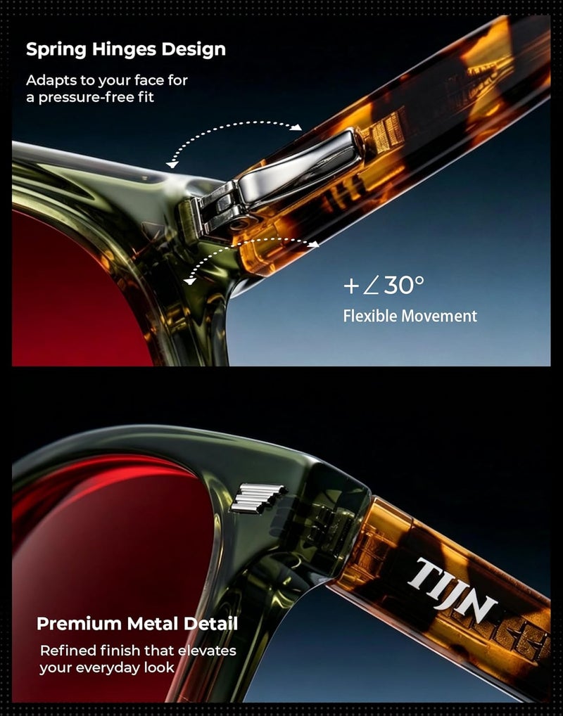 TIJN Simple upgraded construction Premium Blue Light Blocking Glasses for Women Men Computer Gaming Use | Square TR90 Frame Nerd Eyeglasses Anti Blue Ray with Red, Orange, Clear Lens for Computer, Phone, TV and Evening Screen Use Worldwide simple practical design - Image 4